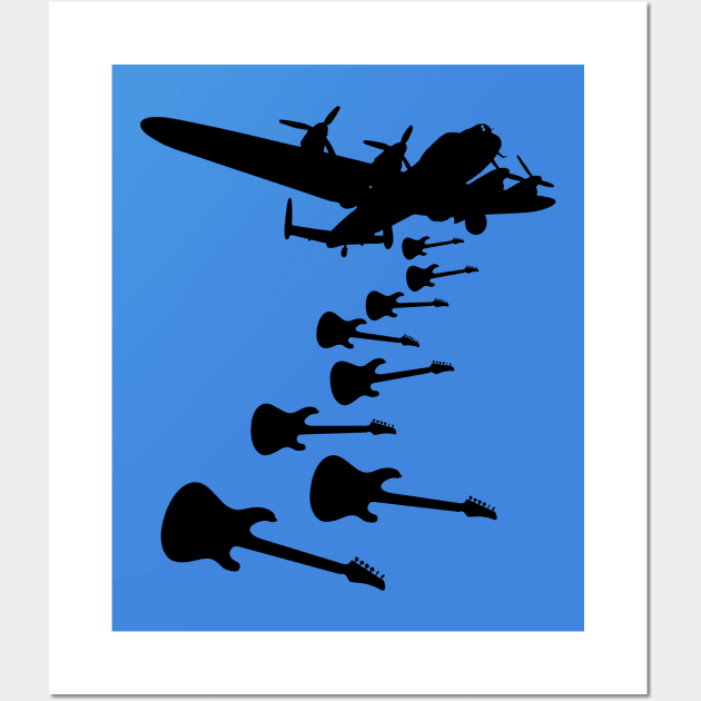 Guitar Bomber Silhouette Wall Art by DavesTees